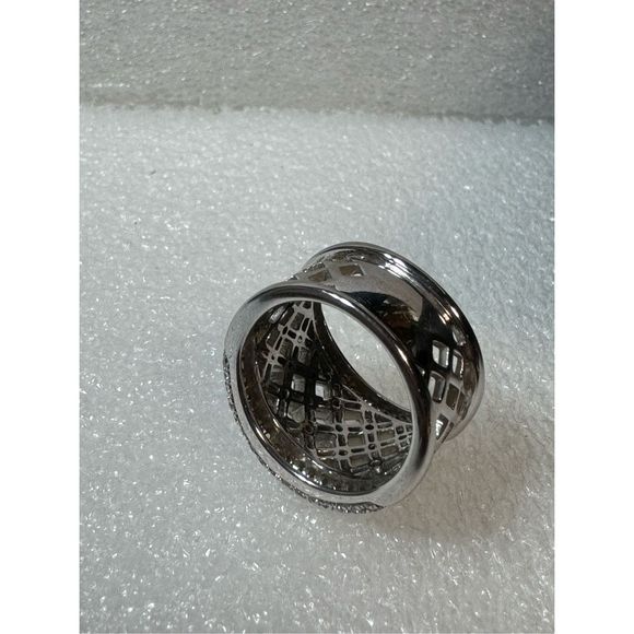 18KT White Gold Woven Design Diamond Cocktail Ring size 7.75 - Picture 6 of 10